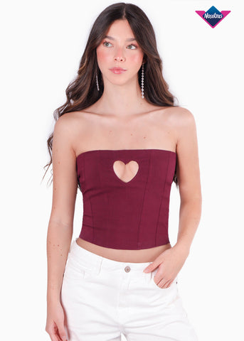 Corset con varilla de corazon en escote para mujer - Flashy