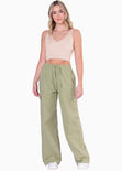 Crop tejido con escote en v color beige para mujer - Flashy