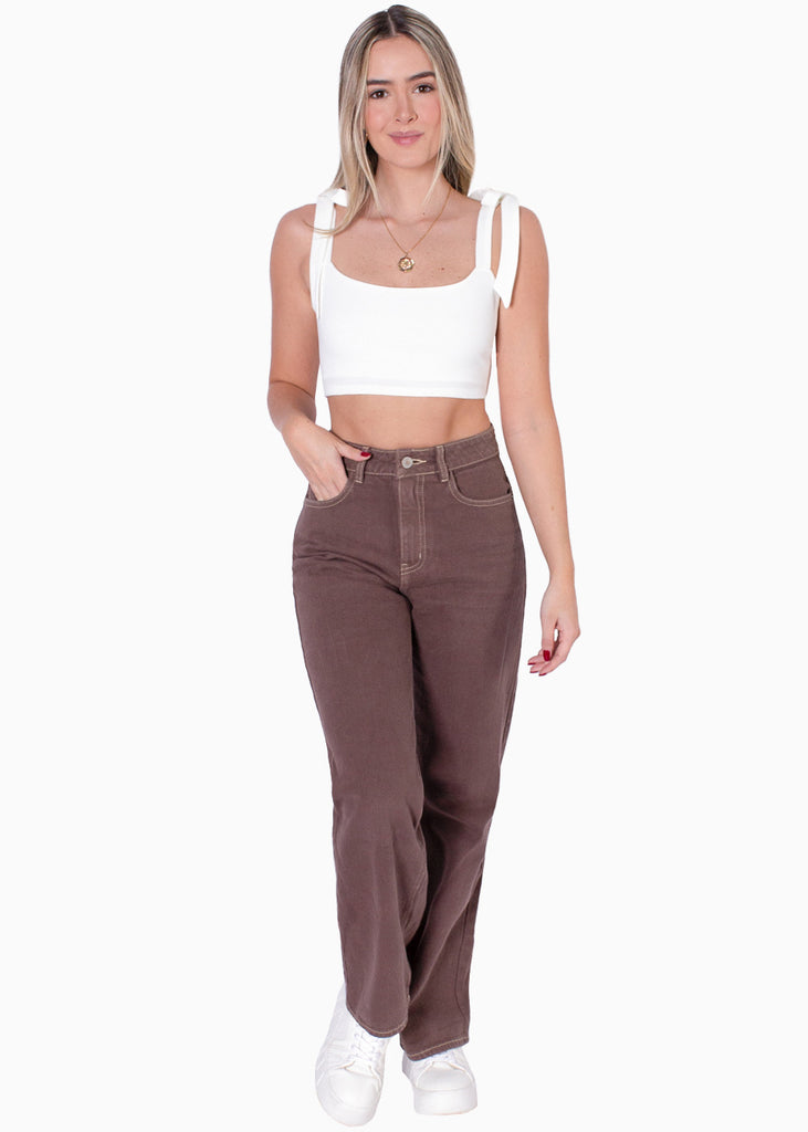 Crop top con anudados en tiras y elástico en espalda  para mujer - Flashy