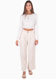 Crop top con cuello alto y espalda descubierta color blanco para mujer - Flashy