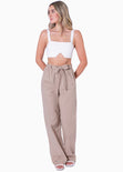 Crop top de tiras con abertura y escote cuadrado color blanco para mujer - Flashy