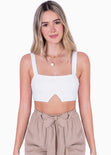 Crop top de tiras con abertura y escote cuadrado color blanco para mujer - Flashy