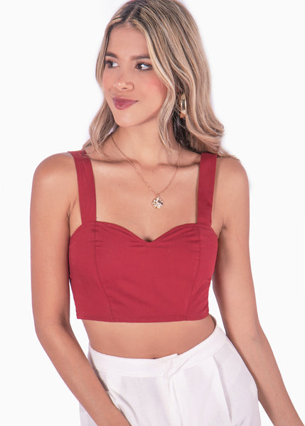 Crop top de tiras con escote corazón  para mujer - Flashy