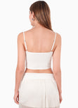 Crop top de tiras con corazon en frente color marfil para mujer - Flashy