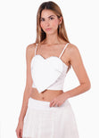 Crop top de tiras con corazon en frente color marfil para mujer - Flashy