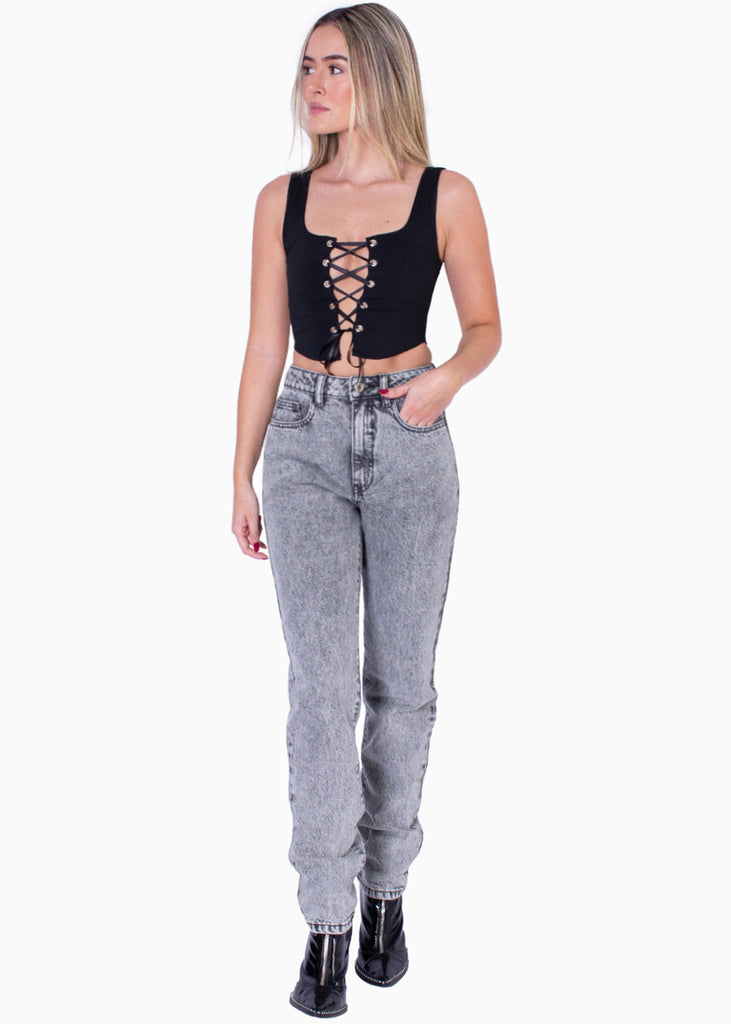 Crop top de tiras con ojaletes  para mujer - Flashy