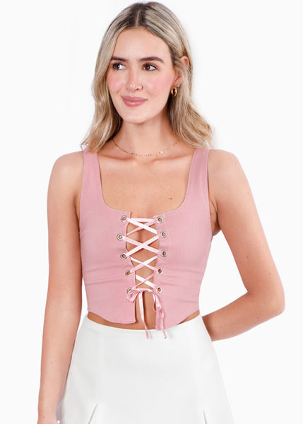 Crop top de tiras con ojaletes  para mujer - Flashy