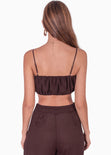 Crop top de tiras color café para mujer - Flashy