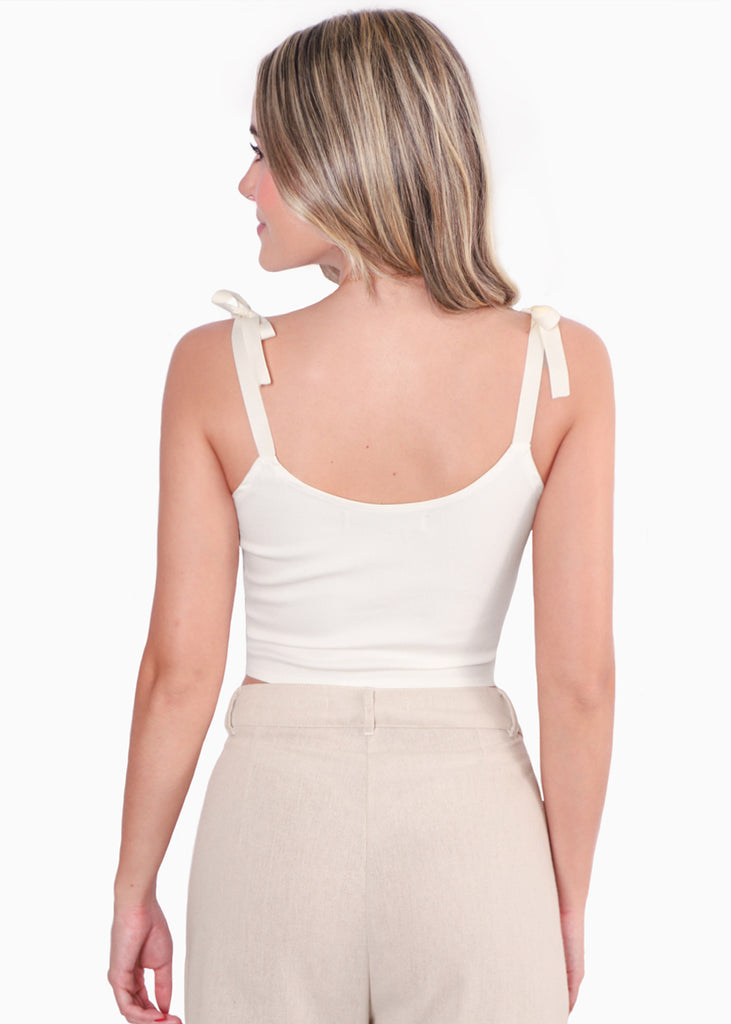 Crop top de tiras tipo corset con bordado - PASCALIA.NUEVA