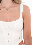 Crop top de tiras tipo corset con bordado - PASCALIA.NUEVA