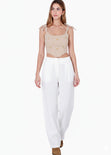 Crop top de tiras tipo corset con bordado - PASCALIA.BEIGE