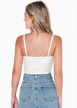 Crop top de tiras tipo corset con escote en v color blanco para mujer - Flashy