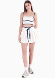 Crop top de tiras tipo corset con sesgos en contraste color blanco, marfil para mujer - Flashy