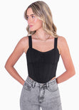 Crop top de tiras tipo corset color negro para mujer - Flashy