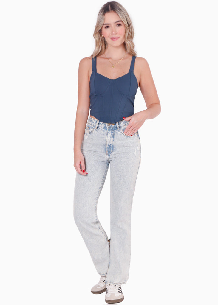 Crop top de tiras tipo corset - KIMMY