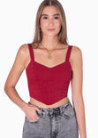 Crop top de tiras tipo corset color vino para mujer - Flashy
