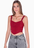 Crop top de tiras tipo corset color vino para mujer - Flashy
