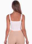 Crop top de tiras tipo corset color blanco, marfil para mujer - Flashy
