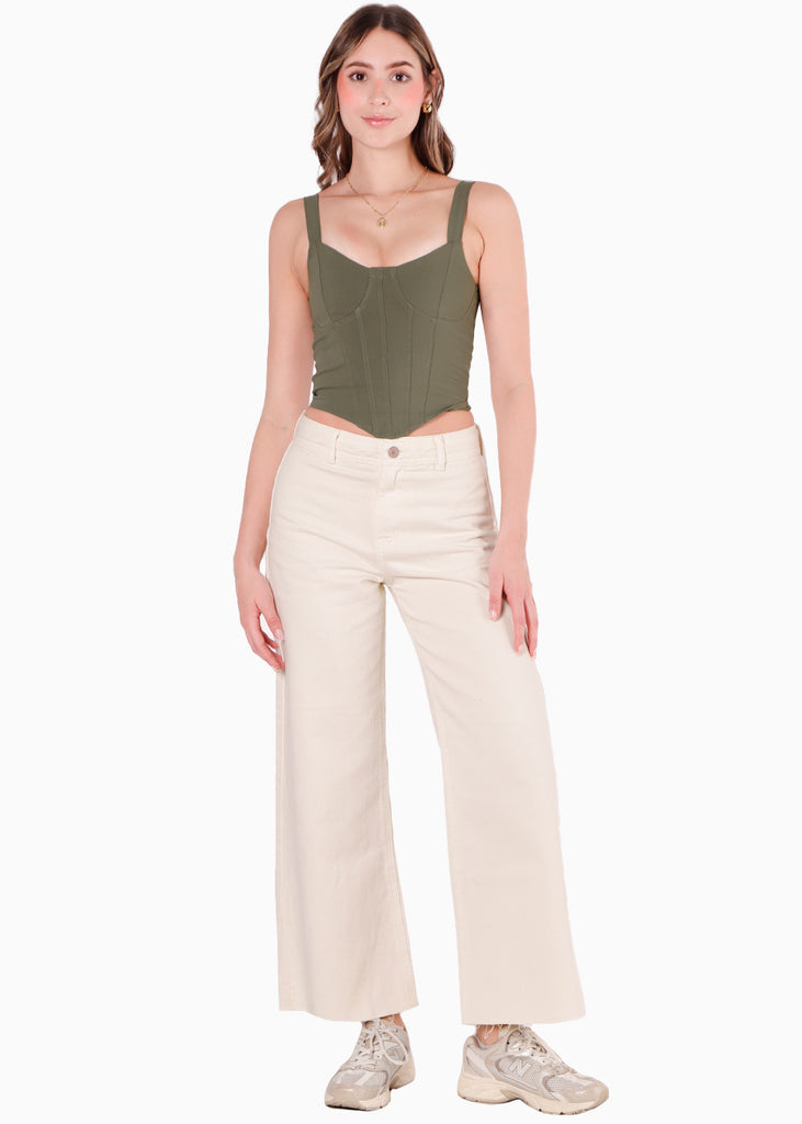 Crop top de tiras tipo corset color verde para mujer - Flashy