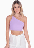 Crop top de un solo hombro color lila para mujer - Flashy
