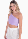 Crop top de un solo hombro color lila para mujer - Flashy