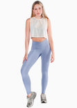 Crop top deportivo de malla sin mangas color blanco, marfil para mujer - Flashy