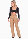 Crop top manga larga con varilla y escote cuadrado color negro para mujer - Flashy