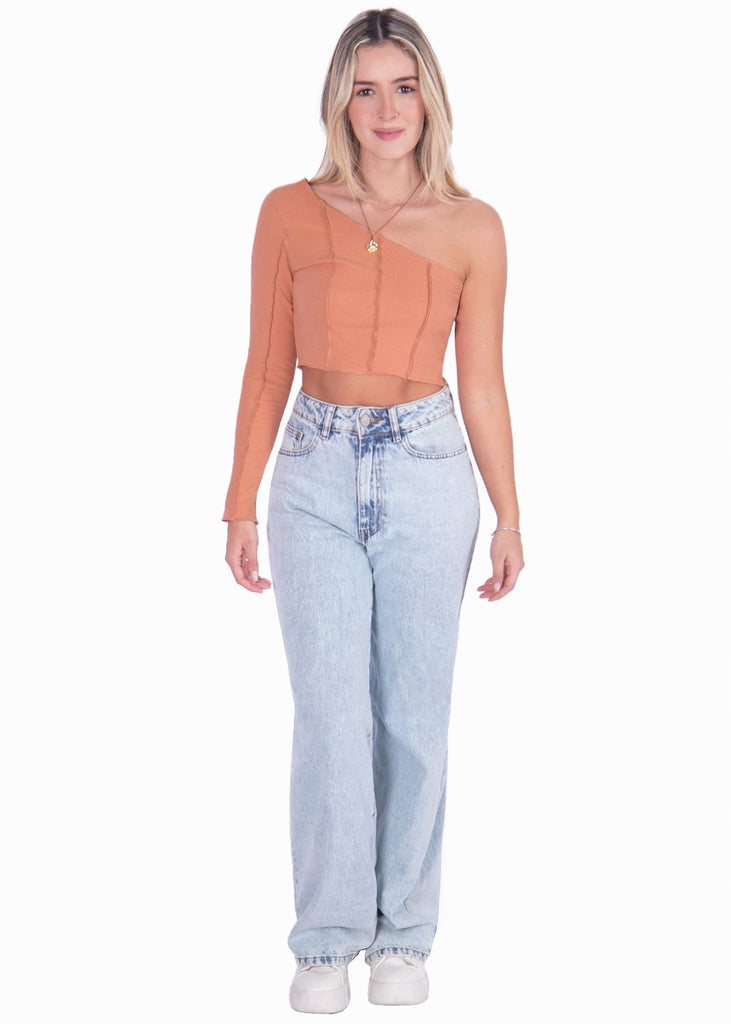Crop top manga larga de un solo hombro - NORBERTA