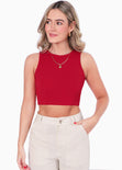 Crop top sin mangas con espalda descubierta color rojo para mujer - Flashy