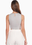 Crop top sin mangas con lentejuelas color gris para mujer - Flashy
