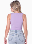Crop top sin mangas con perlas color lila, morado para mujer - Flashy