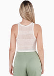 Crop top sin mangas y de malla color beige para mujer - Flashy