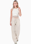 Crop top sin mangas y de malla color blanco para mujer - Flashy
