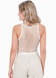 Crop top sin mangas y de malla color blanco para mujer - Flashy