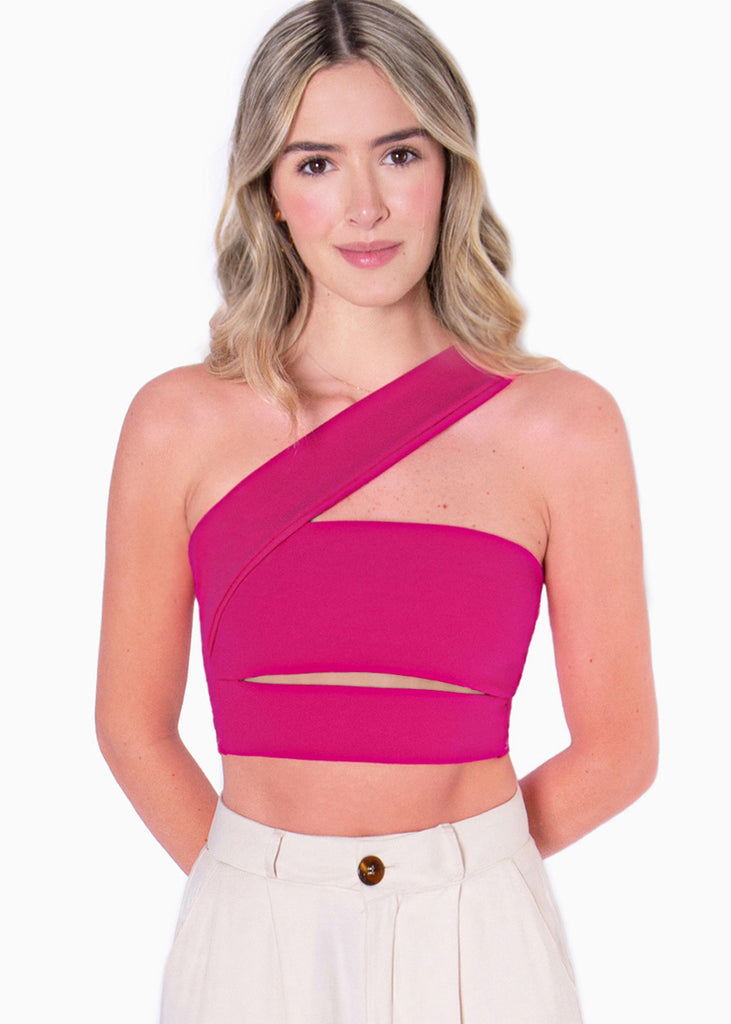 Crop top strapless con cut out y cargadera en diagonal - NISSA