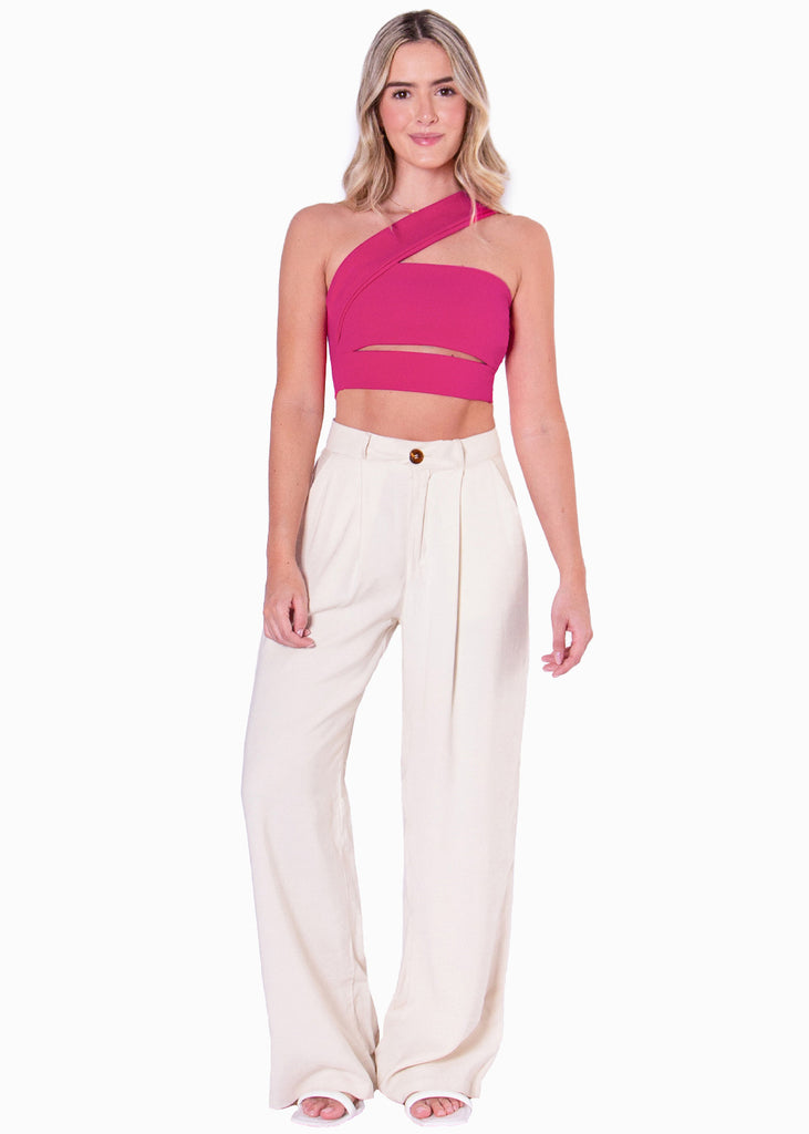 Crop top strapless con cut out y cargadera en diagonal - NISSA