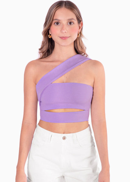 Crop top strapless con cut out y cargadera en diagonal - PERLINA