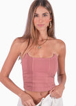 Crop top strapless con puntas color rosado para mujer - Flashy