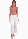 Crop top strapless con puntas color rosado para mujer - Flashy