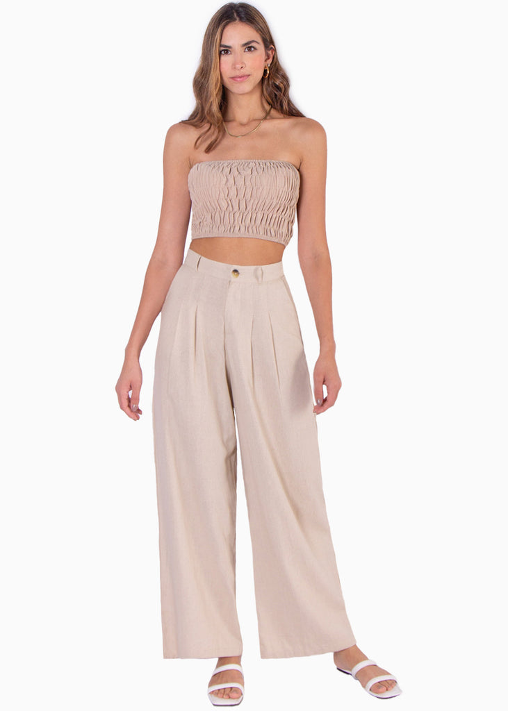 Crop top strapless con recogidos - NAGORE