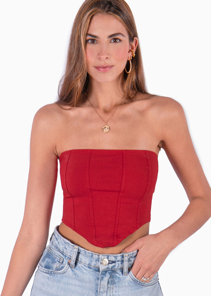 Crop top strapless tipo corset - IRENNE