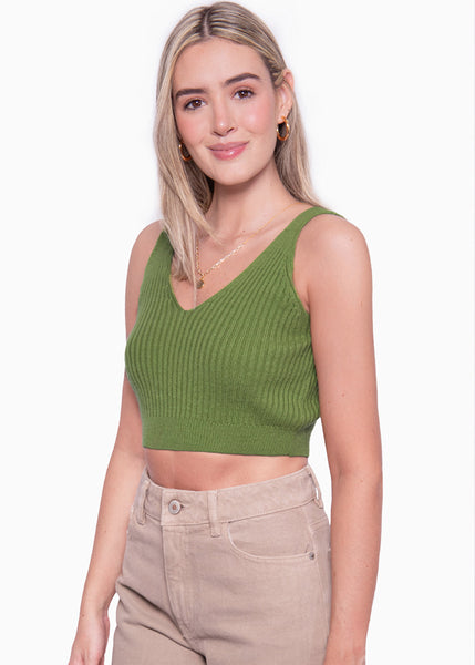 Crop top tejido con escote en v - PIA