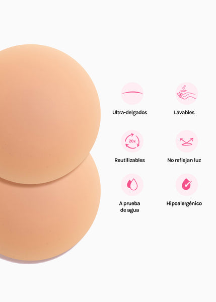 Cubre pezones circulares de silicona reutilizables color café para mujer - Flashy
