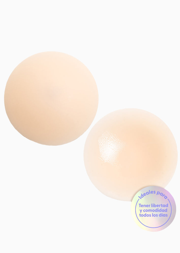 Cubre pezones circulares de silicona reutilizables color beige para mujer - Flashy