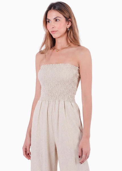 Enterizo de pantalón tipo lino strapless - ALAMO