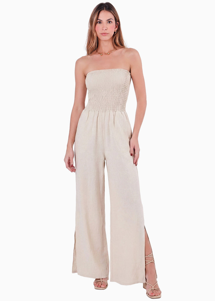 Enterizo de pantalón tipo lino strapless - ALAMO