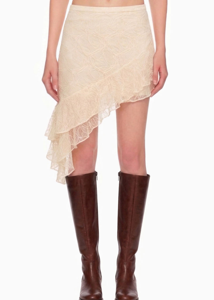 Falda asimétrica de encaje con boleros - MAYA