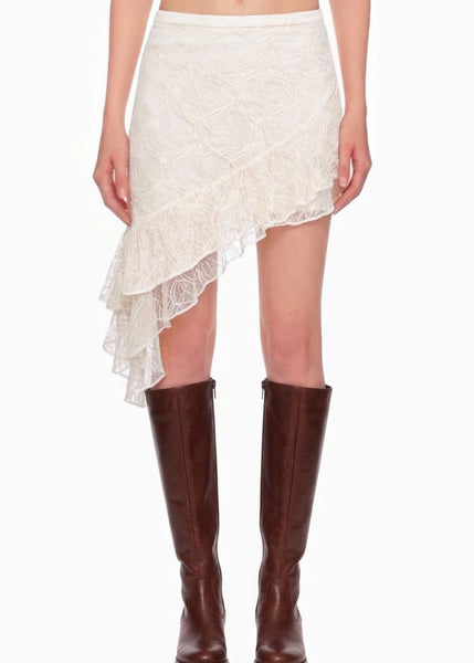 Falda asimétrica de encaje con boleros - MAYA