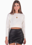 Falda corta con cruce tipo cuero color negro para mujer - Flashy