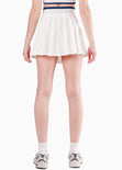 Falda corta con pliegues y anudado en contraste color blanco, marfil para mujer - Flashy